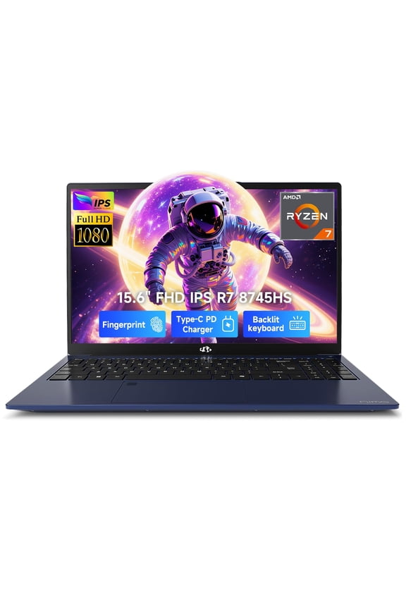 15.6" IPS FHD-Gaming-Laptop, 8 Cores AMD Ryzen 7 8745HS 16GB DDR5 RAM 512GB SSD (up to 4.9GHz Beat R9 7940HS) Radeon 780M-Graphics, 100W Type-C Backlit Keyboard Fingerprint for Creators