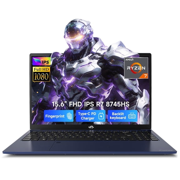 NIMO 15.6" IPS FHD-Gaming-Laptop, 8 Cores AMD Ryzen 7 8745HS 32GB DDR5 RAM 1TB SSD (up to 4.9GHz Beat R9 7940HS) Radeon 780M-Graphics, 100W Type-C Backlit Keyboard Fingerprint for Creators
