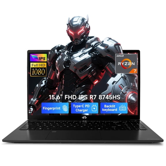 NIMO 15.6" IPS FHD-Gaming-Laptop, 8 Cores AMD Ryzen 7 8745HS 32GB DDR5 RAM 1TB SSD (up to 4.9GHz Beat R9 7940HS) Radeon 780M-Graphics, 100W Type-C Backlit Keyboard Fingerprint for Creators