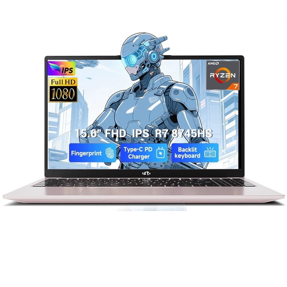 NIMO 15.6" Light-Gaming-Laptop, AMD Ryzen 7 8745HS (8C/16T, Beat R9 7940HS) 16GB DDR5 1TB SSD, Radeon 780M, USB 4.0 FHD Fingerprint, WiFi6E for AI Multitasking Video Creators 2-Yr-Warranty