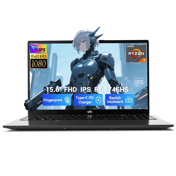 NIMO 15.6" Light-Gaming-Laptop, AMD Ryzen 7 8745HS (8C/16T, Beat R9 7940HS) 32GB DDR5 2TB SSD, Radeon 780M, USB 4.0 FHD Fingerprint, WiFi6E for AI Multitasking Video Creators 2-Yr-Warranty
