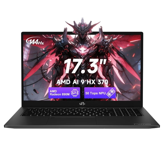 NIMO 17.3" Copilot+ AI Laptop, AMD Ryzen AI 9 HX 370 (Up to 5.1GHz), 64GB RAM 4TB SSD, Radeon 890M, 144Hz FHD Display, 100W Fast Charge, USB 4.0, Fingerprint, Win 11, Gaming & Business