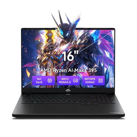 NIMO 2026 New AI PC Laptop, AMD Ryzen AI Max+ 395(16-Core, up to 5.1GHz) 128GB LPDDR5x 1TB SSD Radeon 8060S Graphics (40 CUs) 126 Tops AI Performance 230W DC 165HZ for Business & Design, WiFi 7