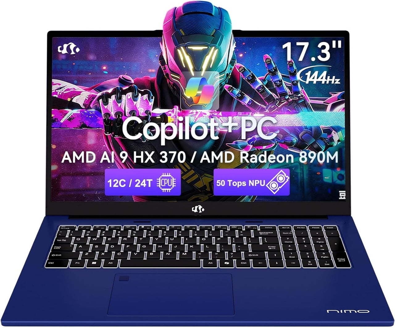 NIMO Copilot+ PC,17.3-inch AI Laptop,AMD Ryzen AI 9 HX 370 Radeon 890M ...