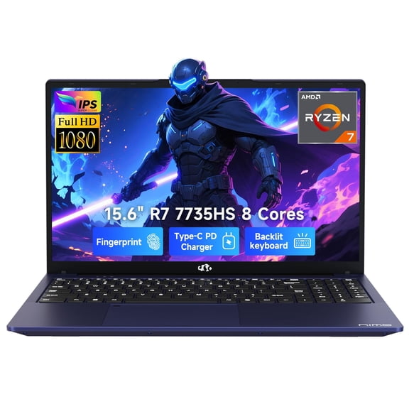 NIMO Gaming Laptop 15.6", AMD Ryzen 7 7735HS (Boost 4.75GHz), 16GB DDR5 RAM, 1TB PCIe 4.0 SSD, Windows 11 Home, 1080P FHD Display, Backlit Keyboard, 100W PD Fast Charge, 2X Full-Function USB-C
