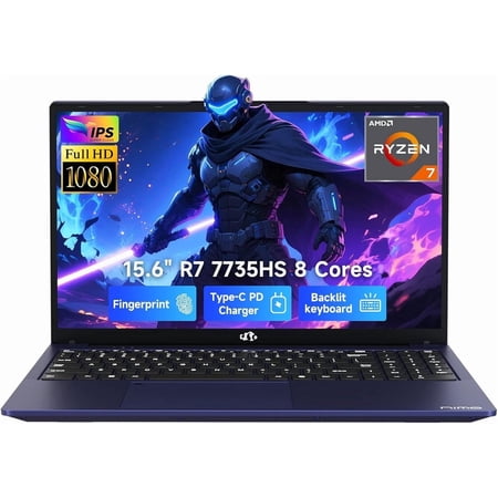 NIMO Thin & Light Gaming Laptop, 15.6" FHD IPS Display, AMD R7 7735HS(Up to 4.75 GHz, Beat i7-12650H) Computer with 16GB DDR5 RAM 1TB SSD, 180° Vewing, Radeon 680M, Portable for Business, College