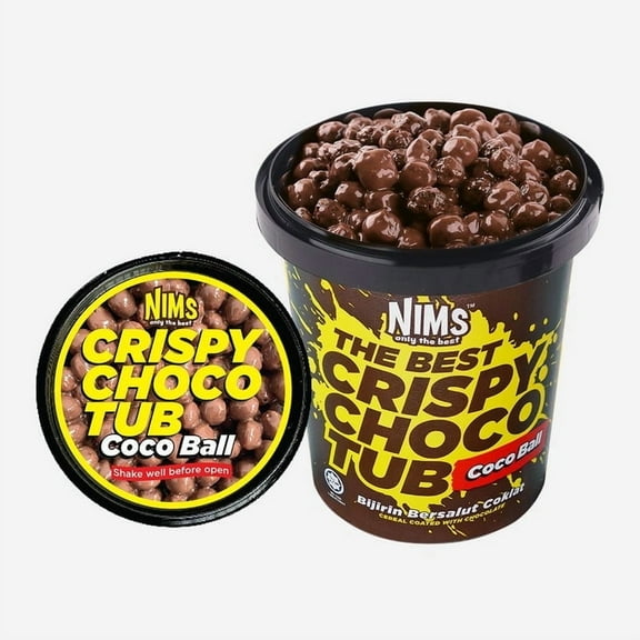 NIMS Crispy Choco Tub Coco Ball, Round Crunchy Milk Chocolate Cereal Snack, Fun & Delicious, 250g Tub