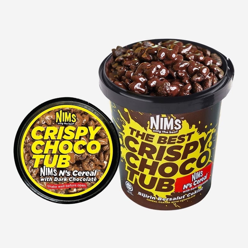 NIMS Crispy Choco Tub – N’s Cereal, N-Shaped Dark Chocolate Cereal Snack, Crunchy & Delicious, 250g Tub