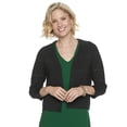 thumbnail image 1 of Women's Nina Leonard Open-Weave Knit Bolero Color: Black Size: MEDIUM, 1 of 15