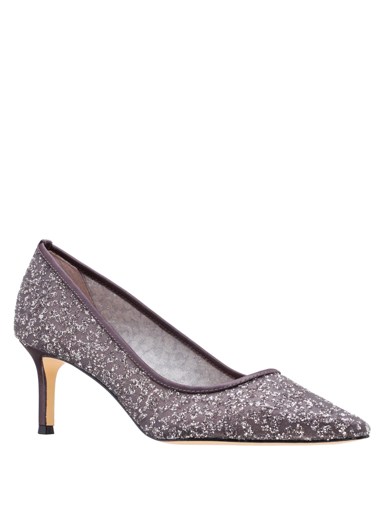 NINA NEW YORK Womens Gray Mixed Media Mesh Glitter Nikki Pointed Toe ...