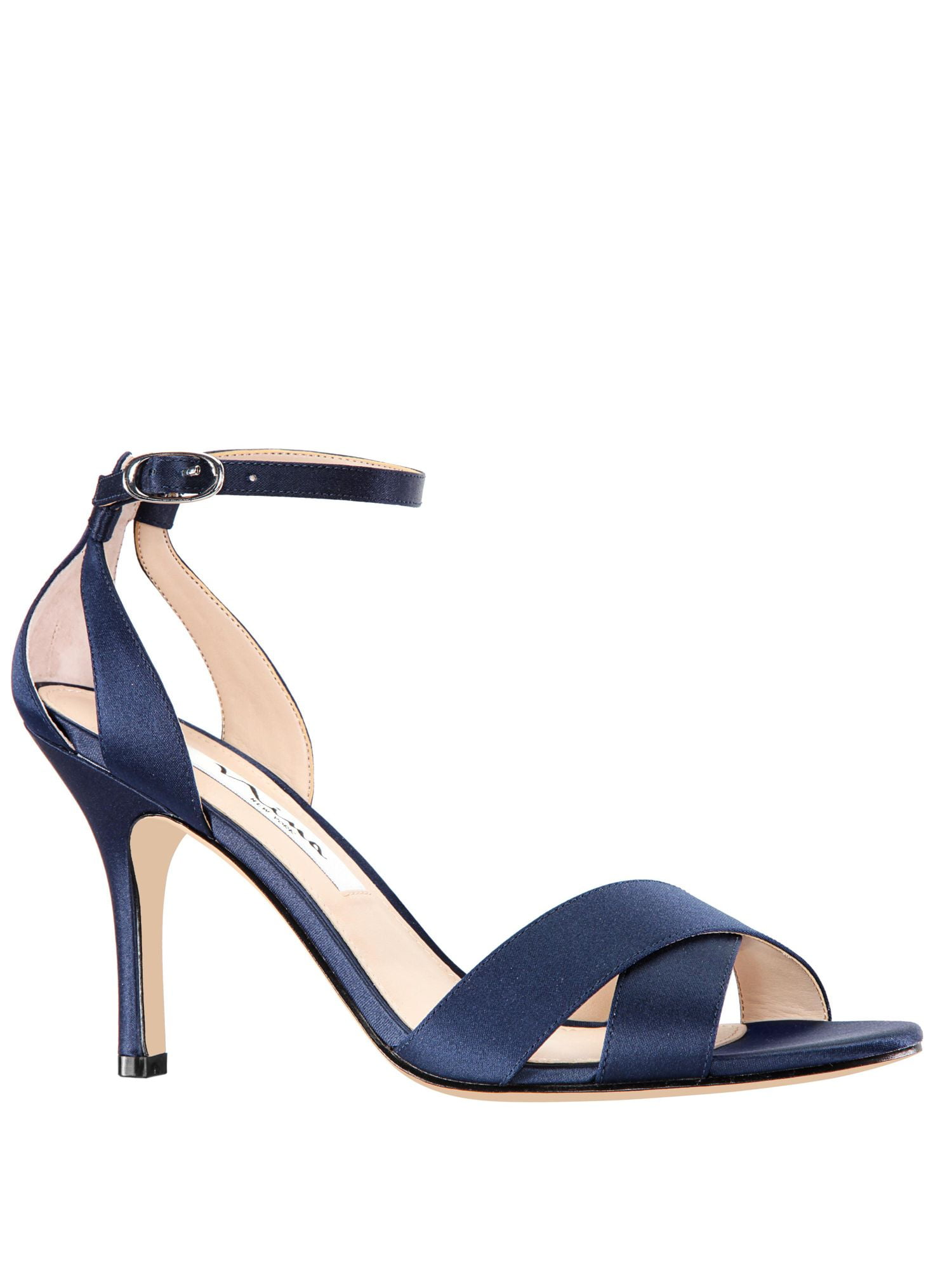 NINA NEW YORK Womens Navy Crisscross Straps Ankle Strap Padded Venus Round  Toe Stiletto Buckle Leather Dress Sandals 9.5 M - Walmart.com