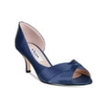 thumbnail image 1 of NINA Womens Navy Crisscross Strap Detailing D'orsay Padded Woven Contesa Kitten Heel Slip On Dress Pumps 8 M, 1 of 4