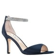 thumbnail image 1 of NINA Womens Navy Cushioned Ankle Strap Embellished Volanda Almond Toe Stiletto Zip-Up Dress Sandals 9 M, 1 of 6