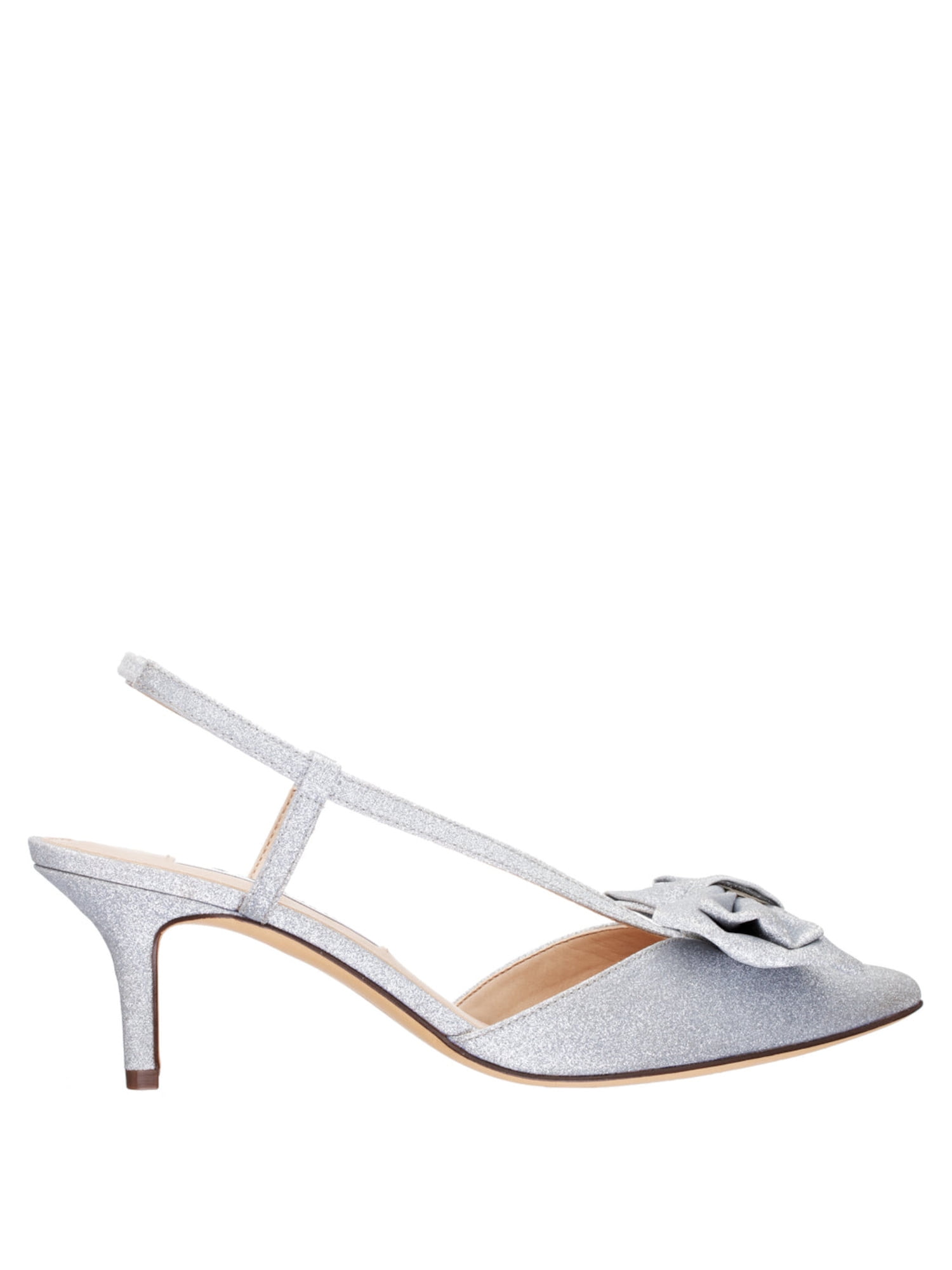 KARI Silver Slingback Point Toe Kitten Heel | Women's Heels – Steve Madden