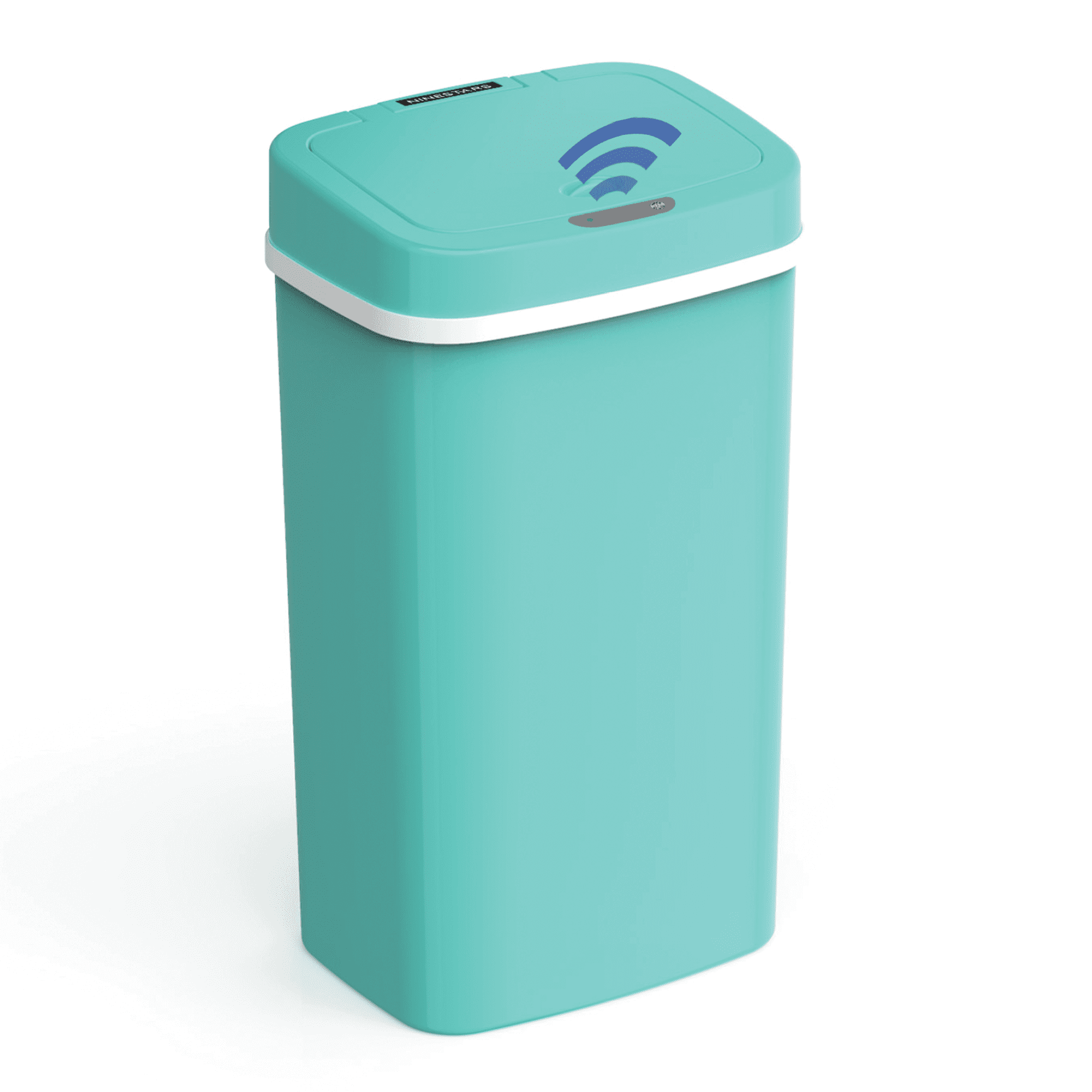 Nine Stars Automatic Nursery Trash Can, 4 Gallon Plastic, Motion Sensor Soft Close Lid Garbage Bin, Teal
