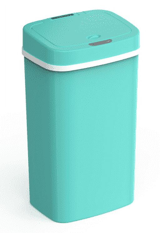 Teal Blue Plastic Touchless Motion Sensor Trash Can 4.2 Gallon