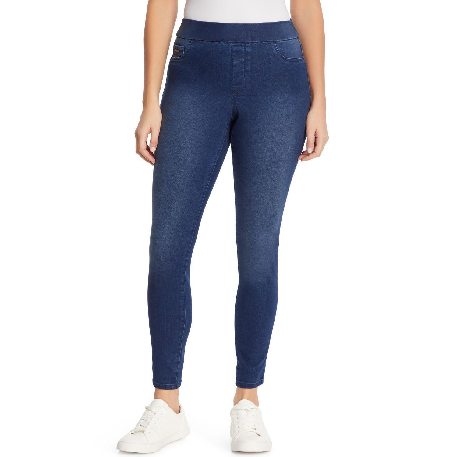 NINE WEST Heidi Leggings Donna - Super Skinny, Vita Elastica, Finta Tasca, Cotone Elastan, Colore Pine Jungle, Taglia 16