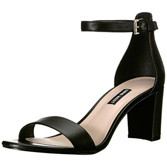 NINE WEST Women's Pruce Heeled Sandal, Black Nappa, 9.5