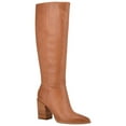 thumbnail image 1 of NINE WEST Womens Beige Brixe Pointed Toe Stacked Heel Zip-Up Leather Dress Boots 6 M, 1 of 3