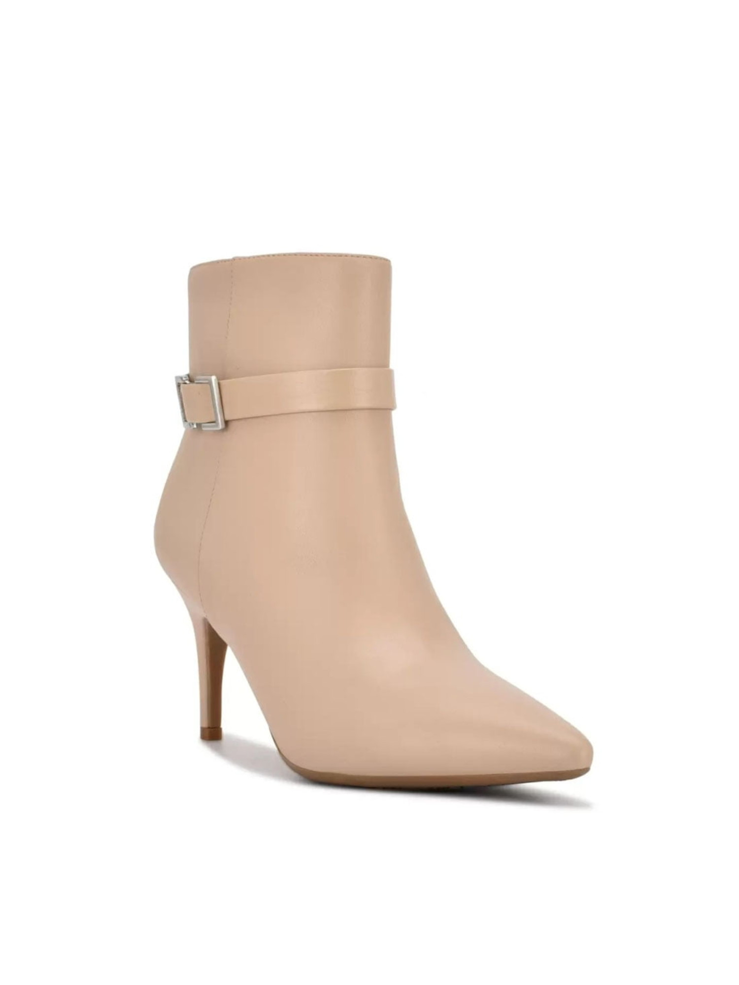 NINE WEST Womens Beige Embellished Strap Padded Dian Pointed Toe Kitten Heel Zip Up Leather Dress Booties 7 M Walmart