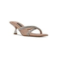 thumbnail image 1 of NINE WEST Womens Beige Rhinestone Blonde Square Toe Kitten Heel Slip On Heeled Sandal 8.5 M, 1 of 4