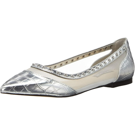 NINE WEST Womens Bizzie2 Ballet Flat 7 Silver