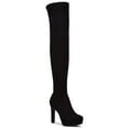 thumbnail image 1 of NINE WEST Womens Black 1" Platform Goring Padded Gotcha Round Toe Stiletto Zip-Up Heeled Boots 6 M, 1 of 4