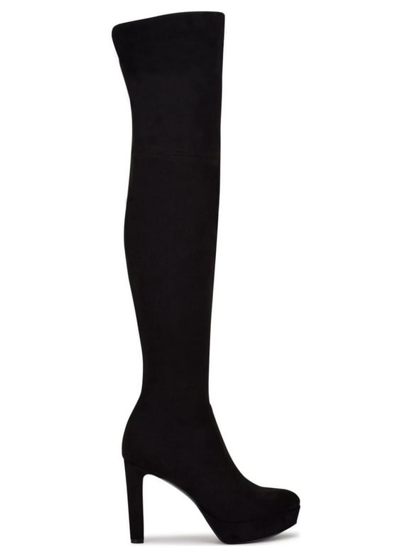 NINE WEST Womens Black 1" Platform Goring Padded Gotcha Round Toe Stiletto Zip-Up Heeled Boots 9.5 M