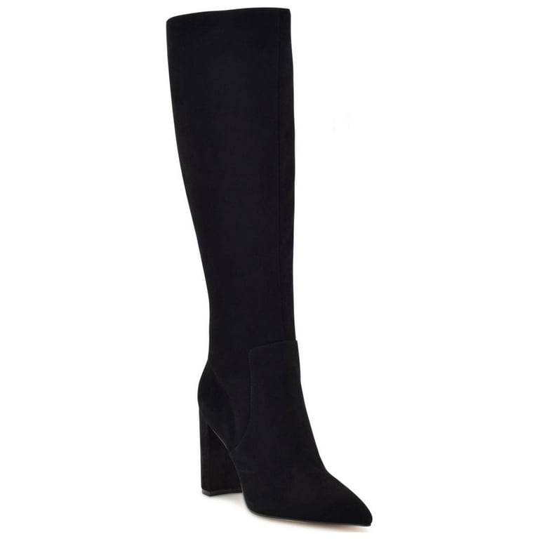 NINE WEST Womens Black Comfort Danee Pointed Toe Block Heel Zip Up Leather Dress Boots 10.5 M Walmart