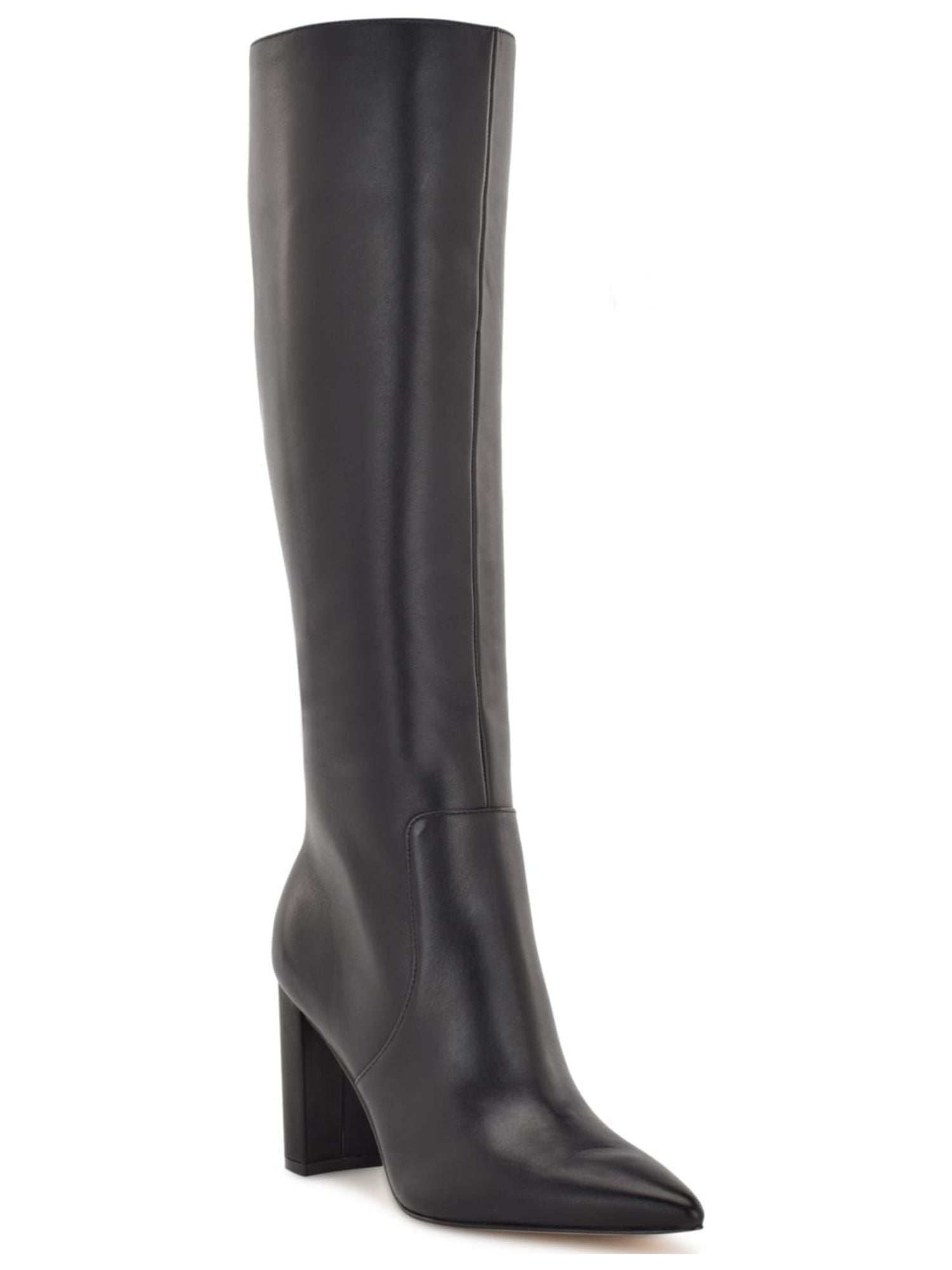 NINE WEST Womens Black Comfort Danee Pointed Toe Block Heel Zip Up