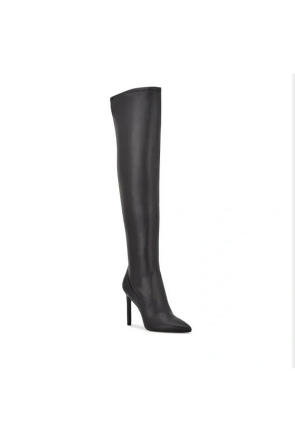 Womens Black Over The Knee Stretch Tacy Pointed Toe Stiletto Zip-Up Dress Boots 9 M