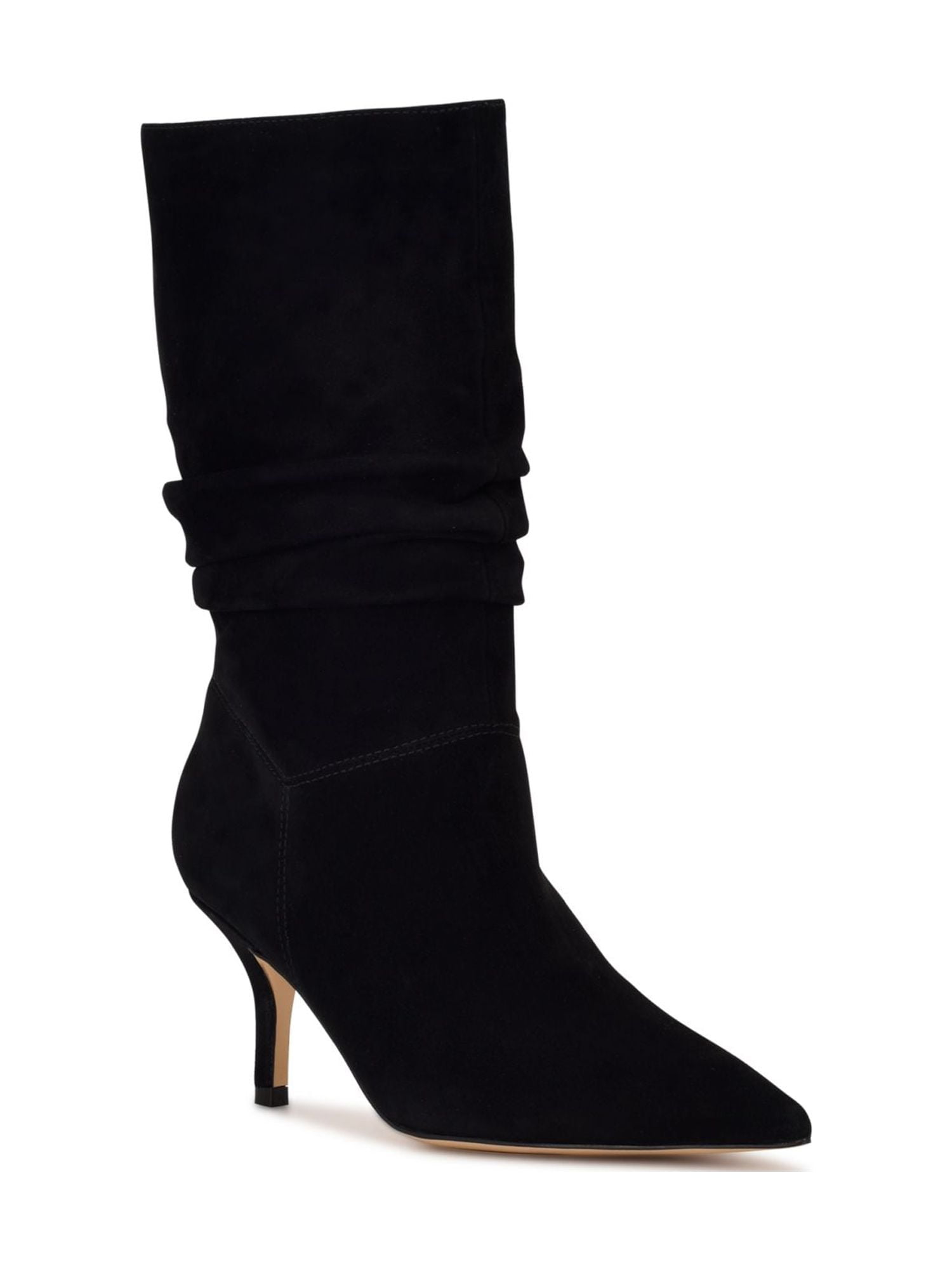 NINE WEST Womens White Studded Padded Farrah Pointy Toe Stiletto Zip-Up Dress Booties M main image 1