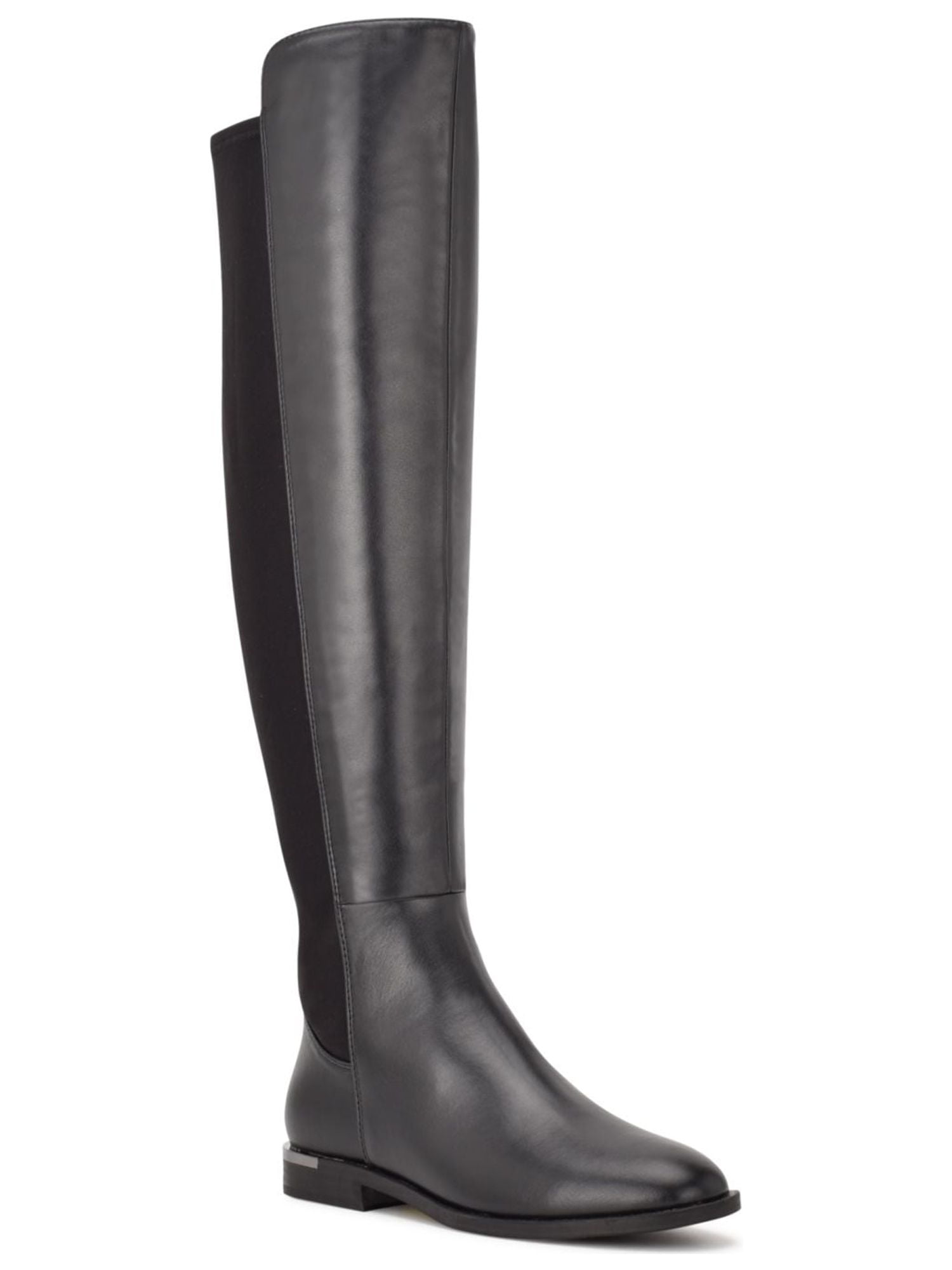 NINE WEST Womens Black Cushioned Dery 9x9 Almond Toe Block Heel Zip-Up Leather Dress Booties M