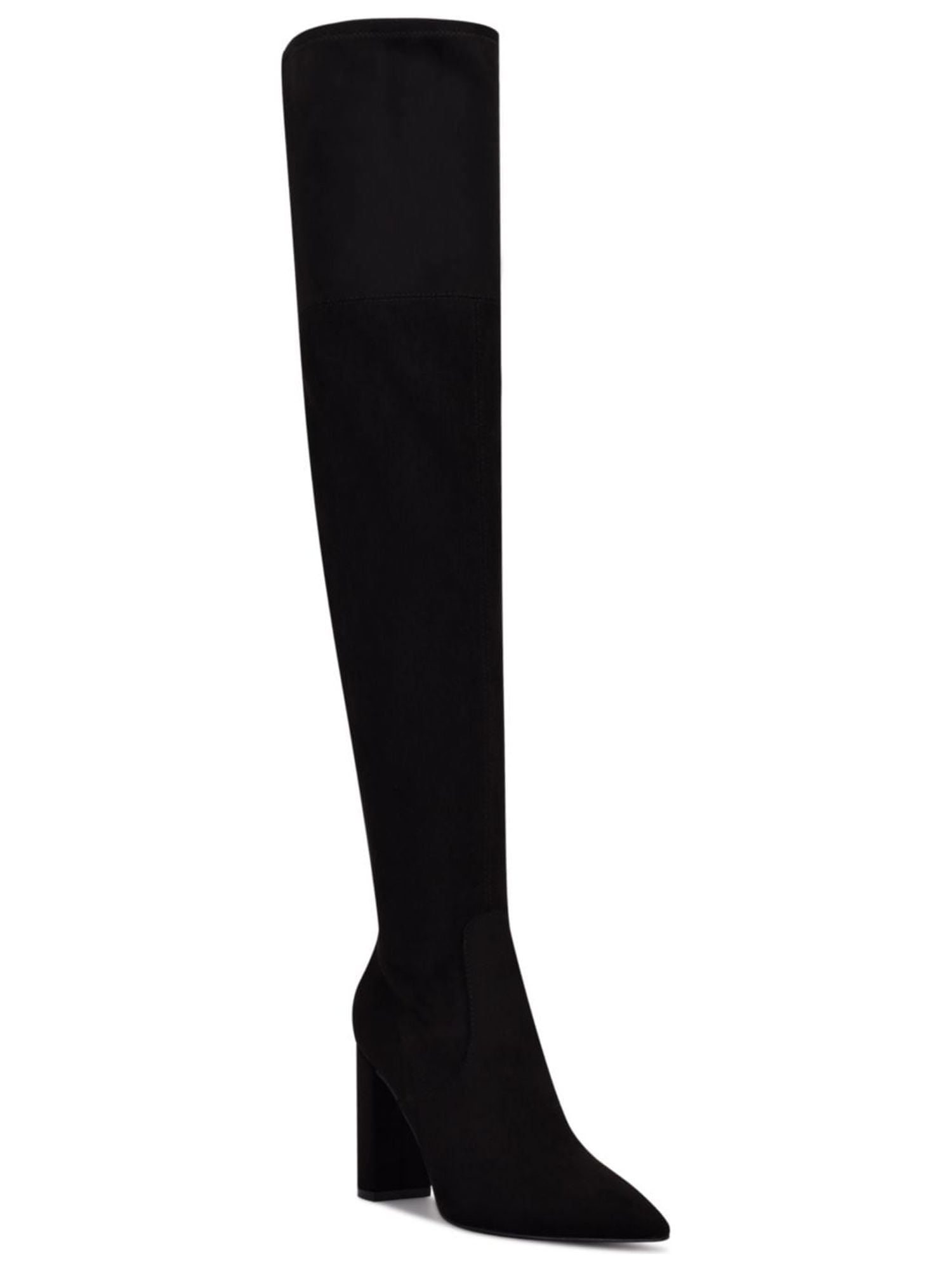 NINE WEST Womens Black Over The Knee Stretch Tacy Pointed Toe Stiletto Zip-Up Dress Heeled Boots M