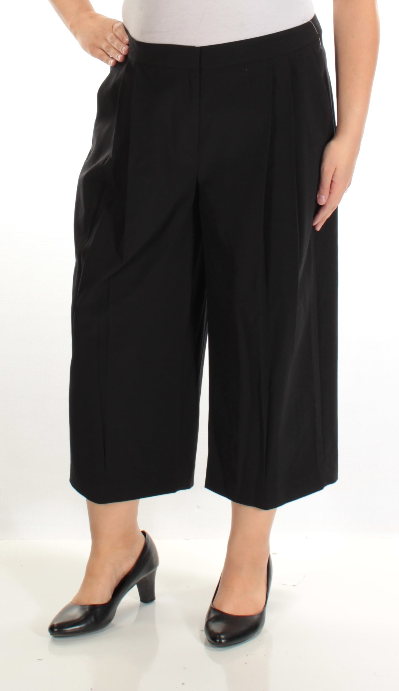 NINE WEST Womens Black Wide Leg Casual Capri Pants 16