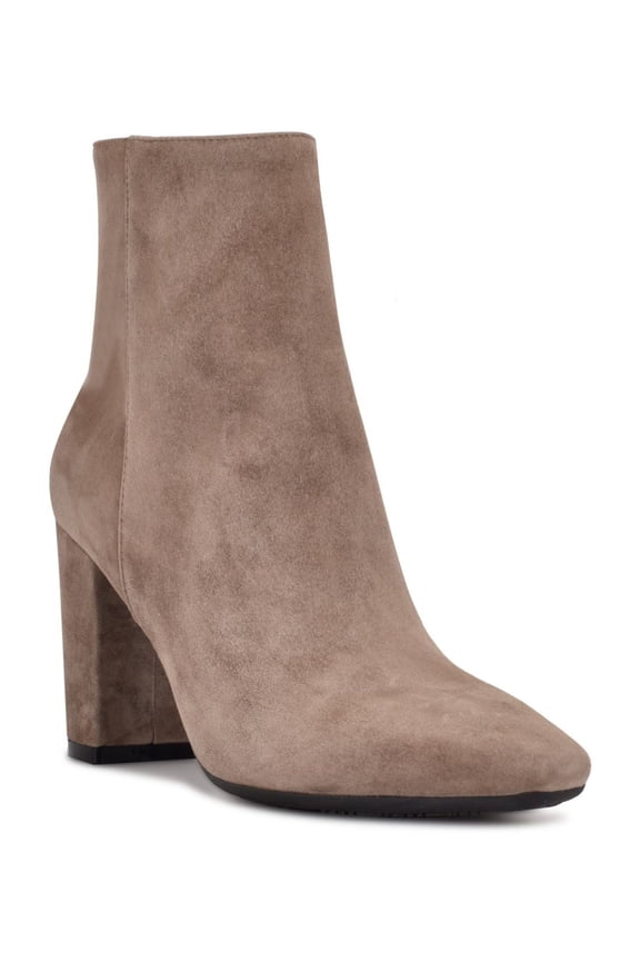 Womens Brown Cushioned Dery Almond Toe Block Heel Zip-Up Leather Dress Booties 8.5 M