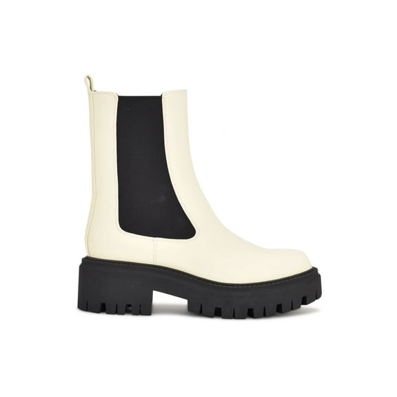 NINE WEST Womens Ivory 1-1/2" Platform Padded Goring Lug Sole Rives Round Toe Block Heel Booties 7 M