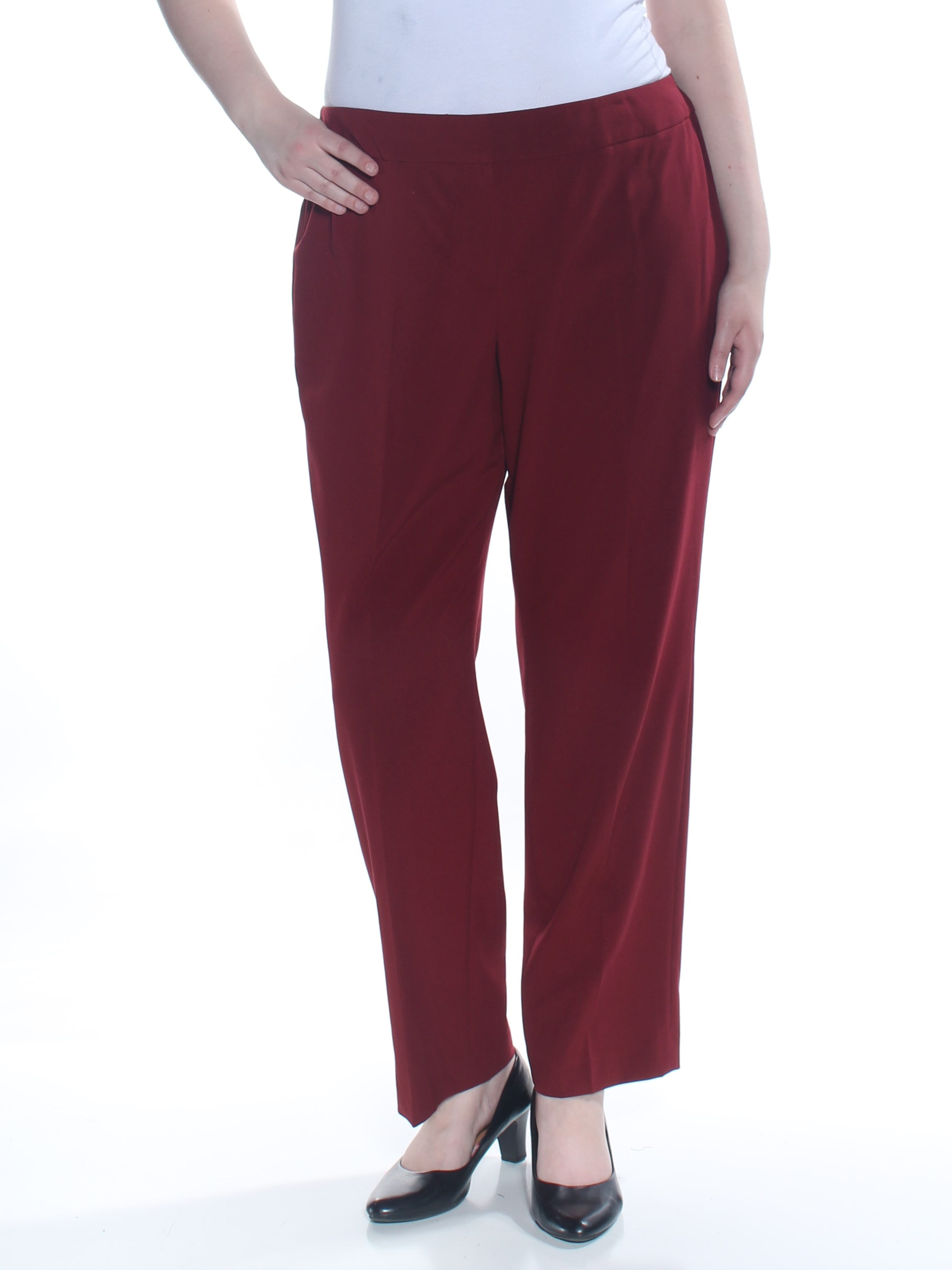 Womens Maroon Stretch Casual Pants 16W Plus