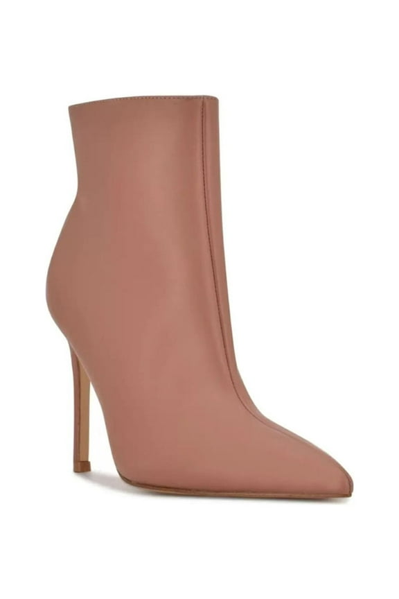 Womens Pink Farrah Pointed Toe Stiletto Zip-Up Leather Dress Booties 8 M