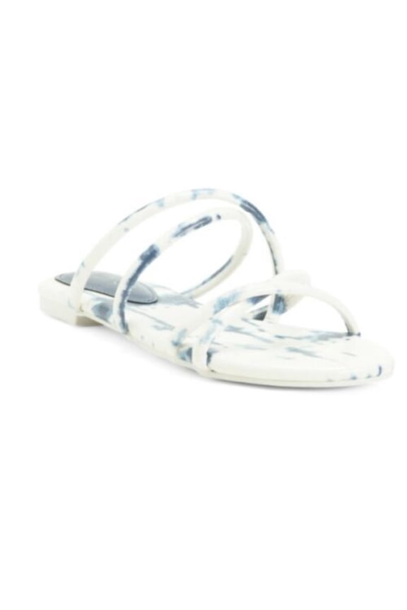 Womens White Multi Tie Dye Strappy Beva Round Toe Slip On Sandals Shoes 7.5 M