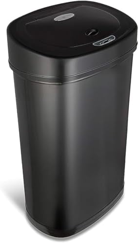 13.2 Gallon Black Stainless Steel Touchless Motion Sensor Trash Can