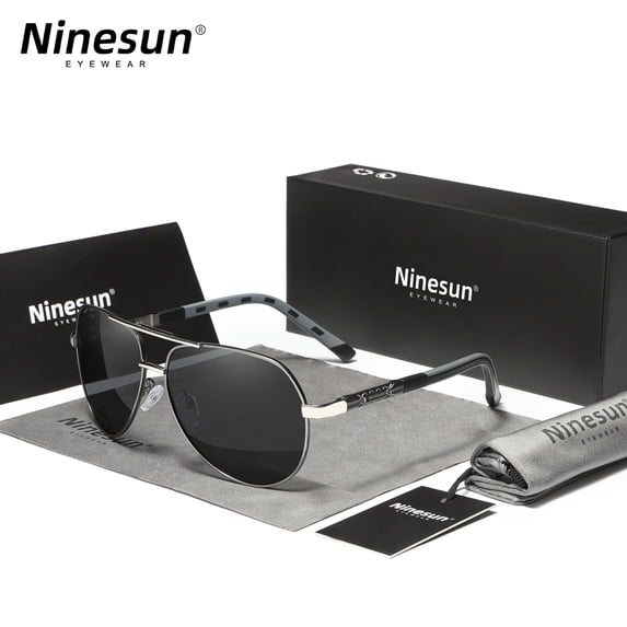 NINESUN Unisex UV400 Sunglasses Polarized Pilot Style Alloy Frame
