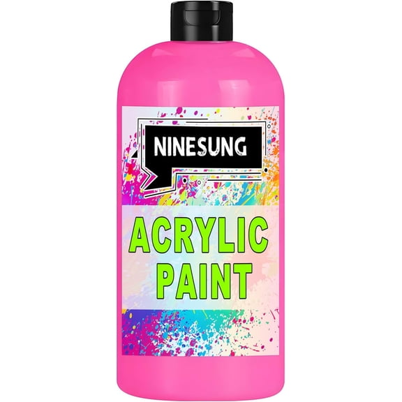 NINESUNG Hot Pink Acrylic Paint, 7 Fl Oz Paints For Canvas Painting, Premium Art Craft Paint for Glass, Rocks, Canvas, Wood, Ceramics, Fabrics, Leather - Art Supplies For Adult Artist (Hot Pink, 7 Fl