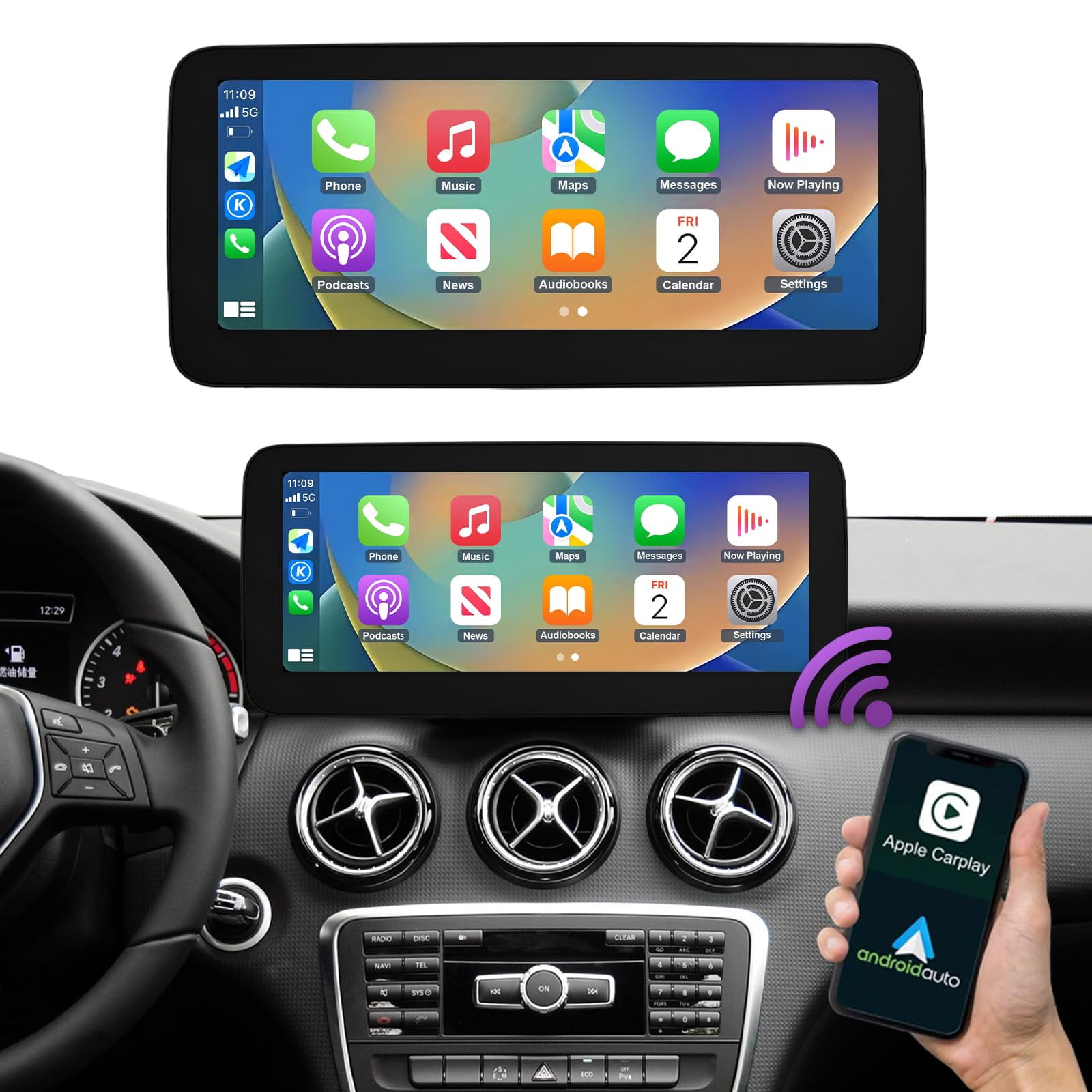 Ninetom Autoradio 12,3 Pollici Per Audi Q5 2009-2017 Con CarPlay Wireless E Android Auto - Touchscreen Con Navigazione - 3