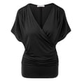 thumbnail image 1 of NINEXIS Women's Batwing Sleeve Surplice Wrap Front Dolman Top (Plus Size Available), 1 of 5