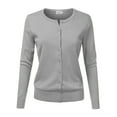 thumbnail image 1 of NINEXIS Womens Basic Crew Neck Long Sleeve Button Down Cardigan, 1 of 3