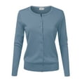 thumbnail image 1 of NINEXIS Womens Basic Crew Neck Long Sleeve Button Down Cardigan, 1 of 4