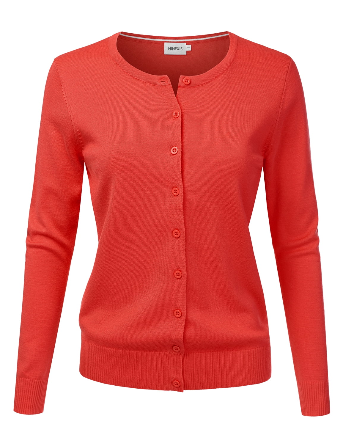 Black Buttoned Crew Neck Women's Cardigan main image 1
