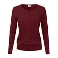 thumbnail image 1 of NINEXIS Womens Basic Crew Neck Long Sleeve Button Down Cardigan, 1 of 3
