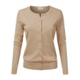 thumbnail image 1 of NINEXIS Womens Basic Crew Neck Long Sleeve Button Down Cardigan, 1 of 3